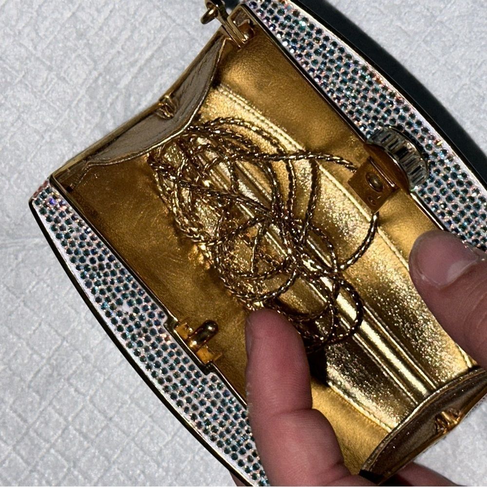 RARE JUDITH LEIBER SWAROVSKI CRYSTAL PAVE MINAUDIERE CLUTCH Vintage, collectors - Picture 8 of 17